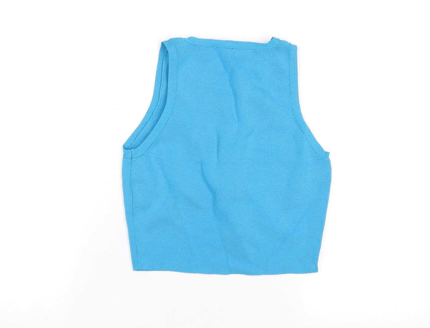 Zara Womens Blue Viscose Basic Tank Size M Round Neck