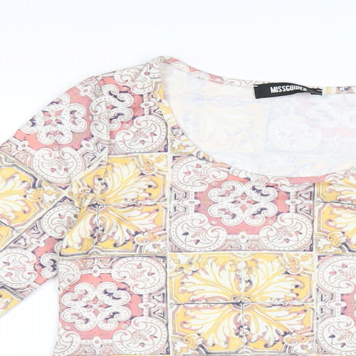 Missguided Womens Multicoloured Geometric Viscose A-Line Size 6 Round Neck Pullover