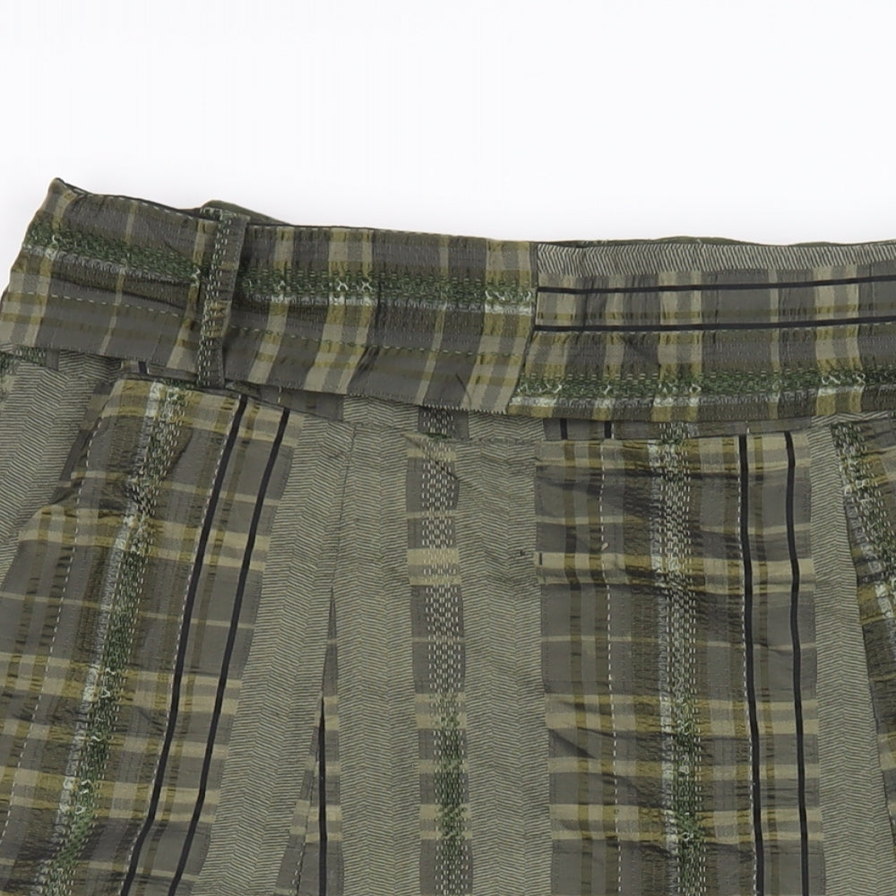 Per Una Womens Green Plaid Polyester A-Line Skirt Size 18 Zip