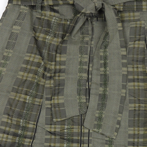 Per Una Womens Green Plaid Polyester A-Line Skirt Size 18 Zip