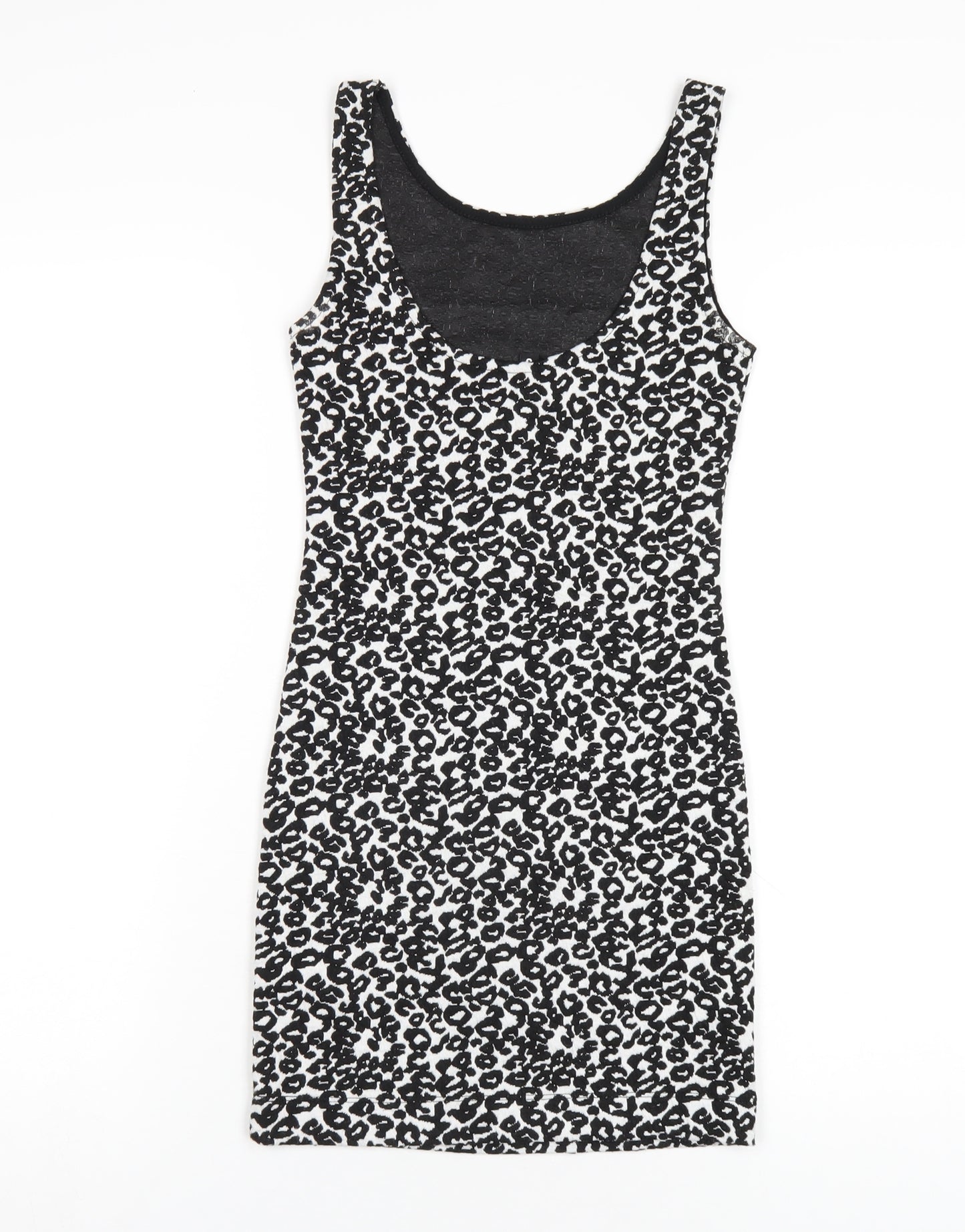 H&M Womens Black Geometric Polyester Bodycon Size 4 Scoop Neck Pullover