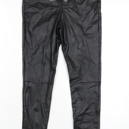 Very Womens Black Polyurethane Trousers Size 8 L28 in Regular Button