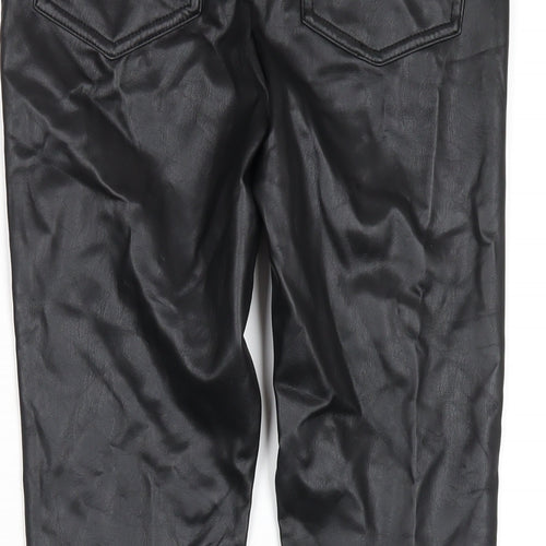 Very Womens Black Polyurethane Trousers Size 8 L28 in Regular Button