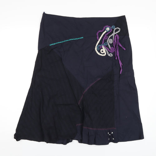 Joe Browns Womens Blue Cotton A-Line Skirt Size 16 Zip