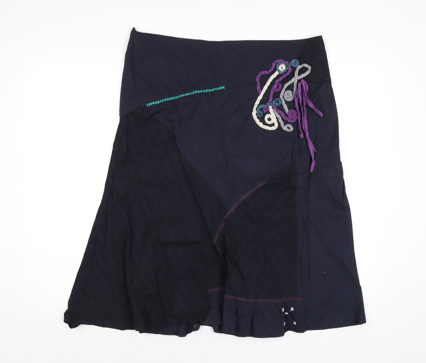 Joe Browns Womens Blue Cotton A-Line Skirt Size 16 Zip