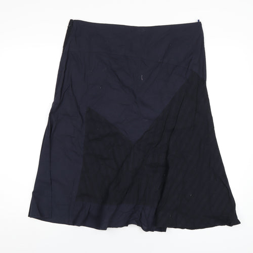 Joe Browns Womens Blue Cotton A-Line Skirt Size 16 Zip