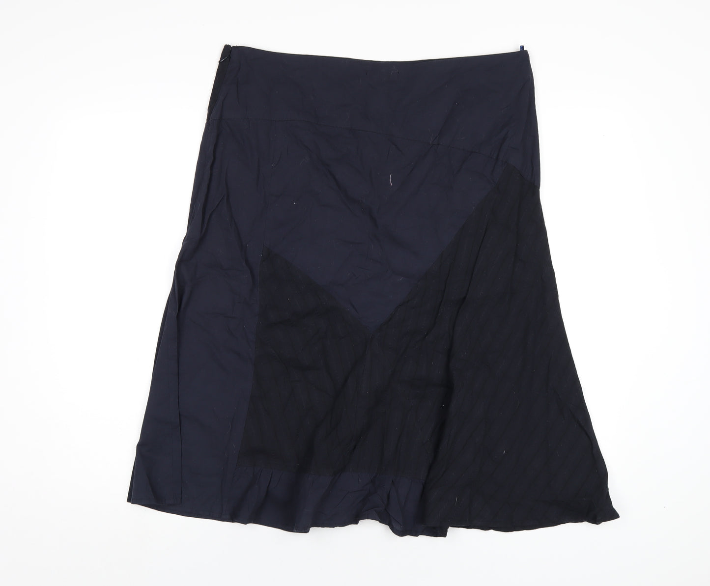 Joe Browns Womens Blue Cotton A-Line Skirt Size 16 Zip
