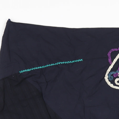Joe Browns Womens Blue Cotton A-Line Skirt Size 16 Zip