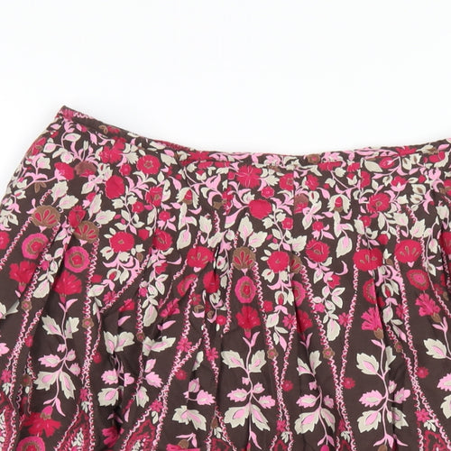 Marks and Spencer Womens Multicoloured Geometric Cotton A-Line Skirt Size 14 Zip