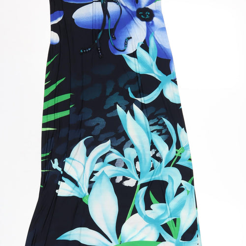 Kaleidoscope Womens Blue Floral Polyester A-Line Size 10 Square Neck Pullover