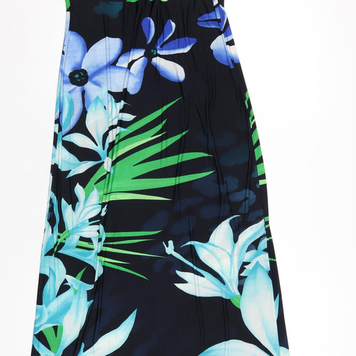 Kaleidoscope Womens Blue Floral Polyester A-Line Size 10 Square Neck Pullover