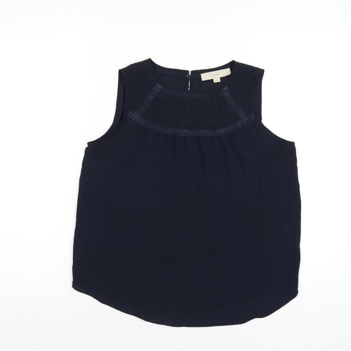 LOFT Womens Blue Polyester Basic Tank Size XS Round Neck