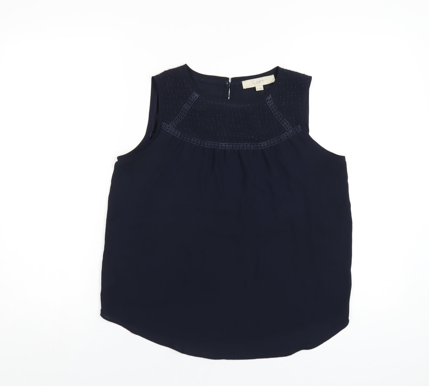 LOFT Womens Blue Polyester Basic Tank Size XS Round Neck