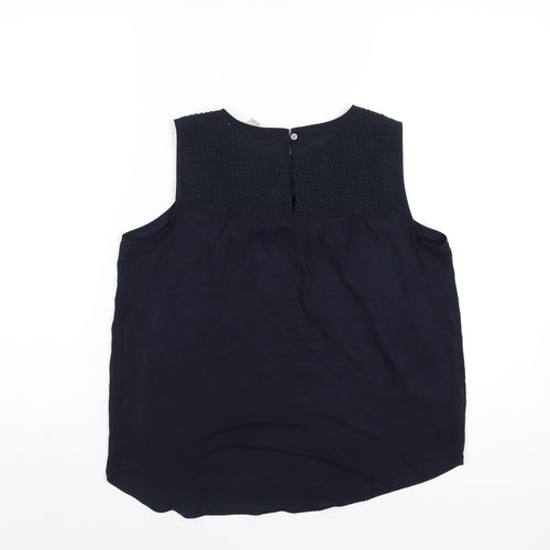 LOFT Womens Blue Polyester Basic Tank Size XS Round Neck