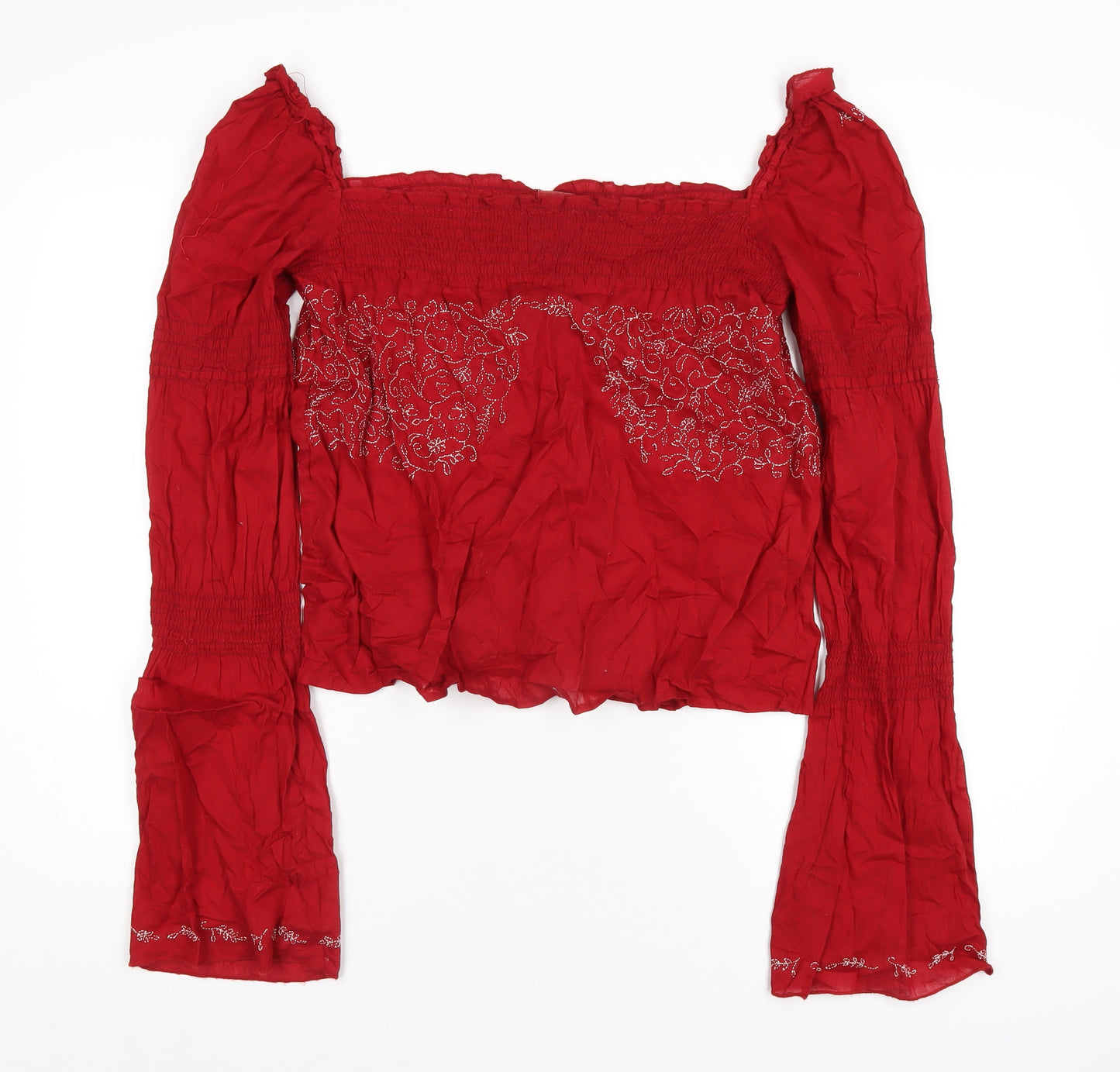 Miss Sixty Womens Red Cotton Basic T-Shirt Size S Square Neck