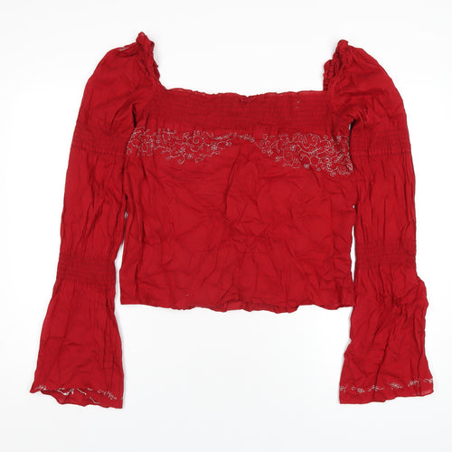 Miss Sixty Womens Red Cotton Basic T-Shirt Size S Square Neck