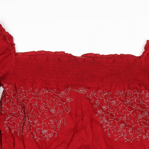 Miss Sixty Womens Red Cotton Basic T-Shirt Size S Square Neck