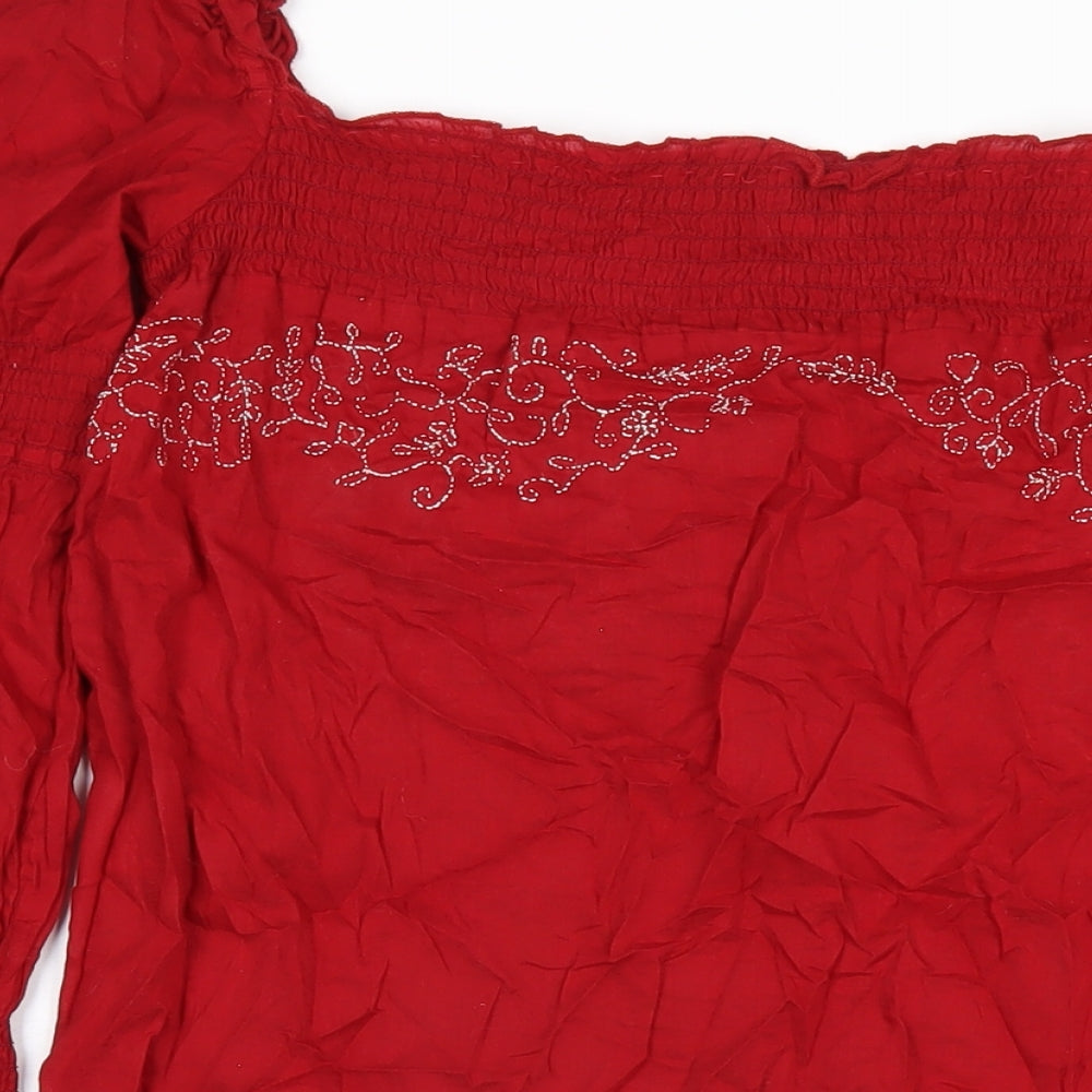 Miss Sixty Womens Red Cotton Basic T-Shirt Size S Square Neck