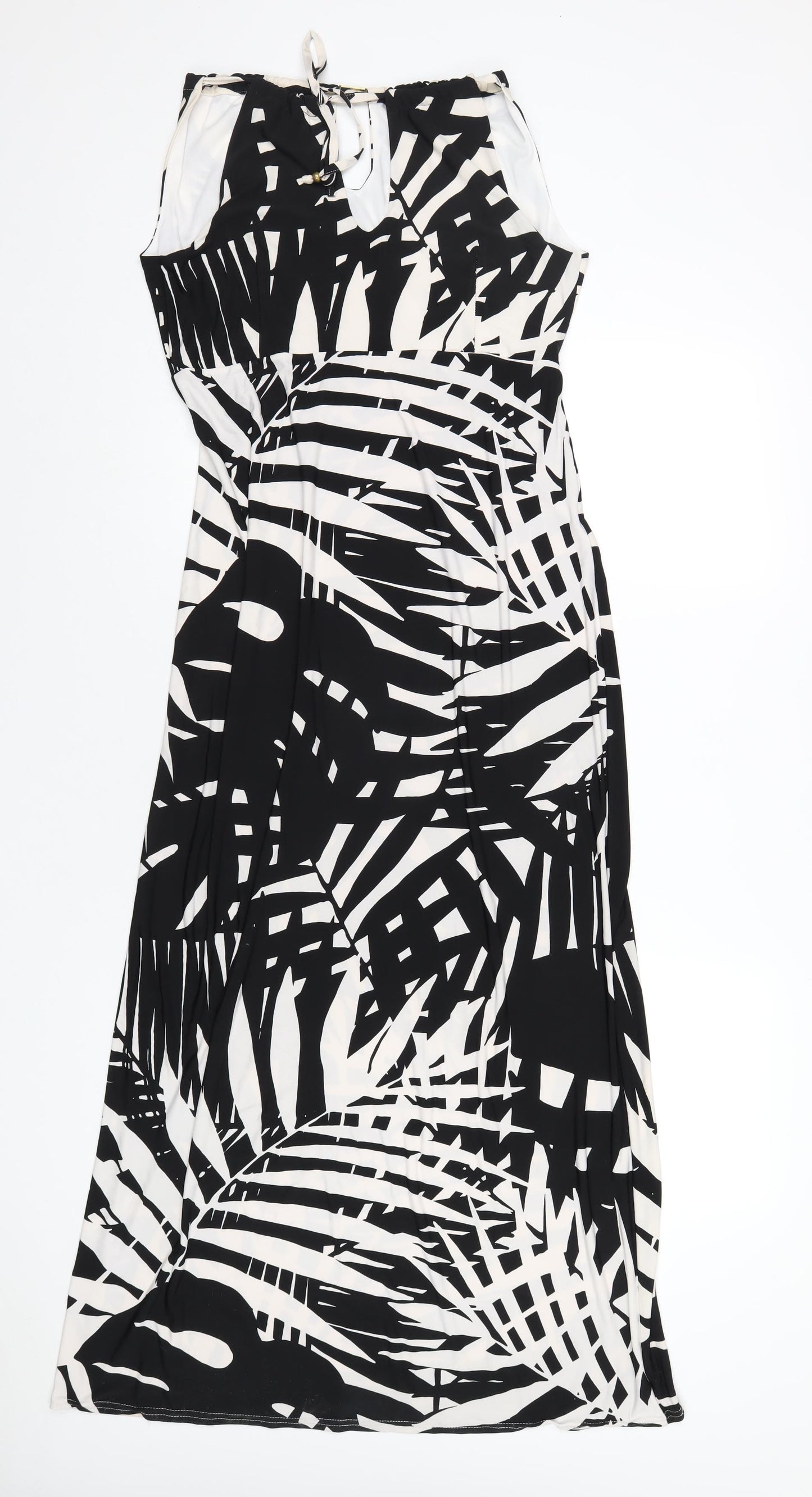 Kaleidoscope Womens Black Geometric Polyester A-Line Size 12 Round Neck Pullover