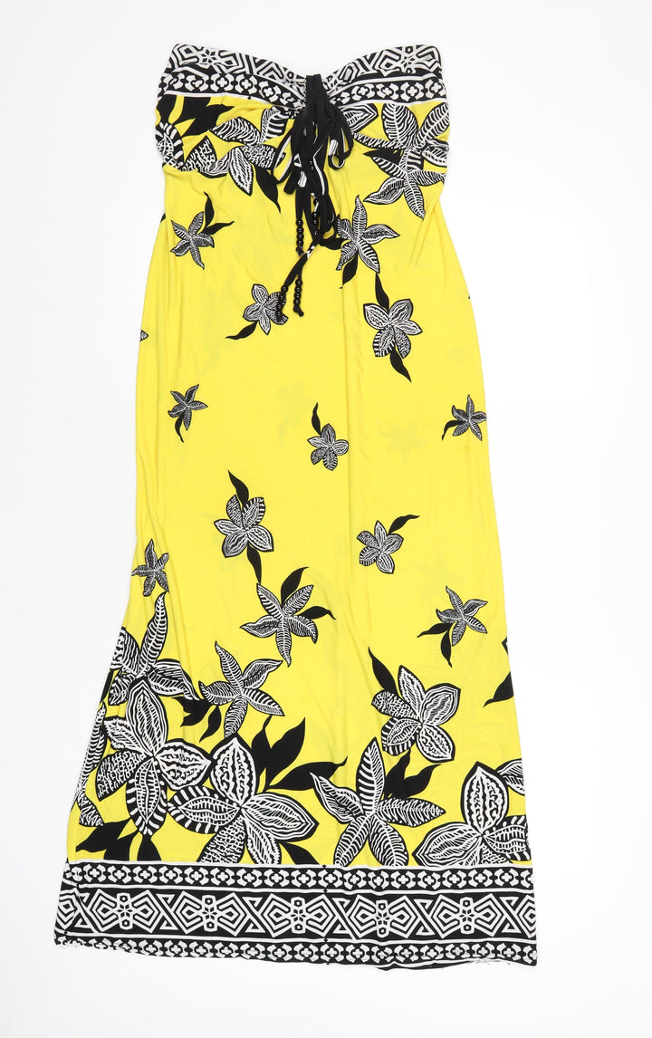 Kaleidoscope Womens Yellow Geometric Polyester A-Line Size 12 Square Neck Pullover