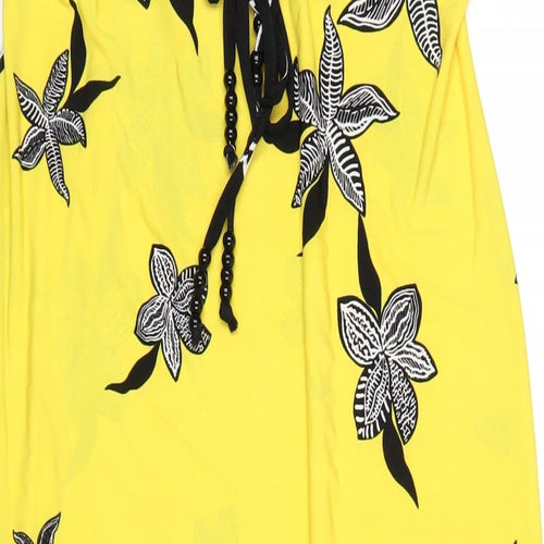 Kaleidoscope Womens Yellow Geometric Polyester A-Line Size 12 Square Neck Pullover