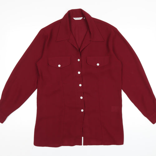 Chandelle Womens Red Polyester Basic Button-Up Size 12 Collared