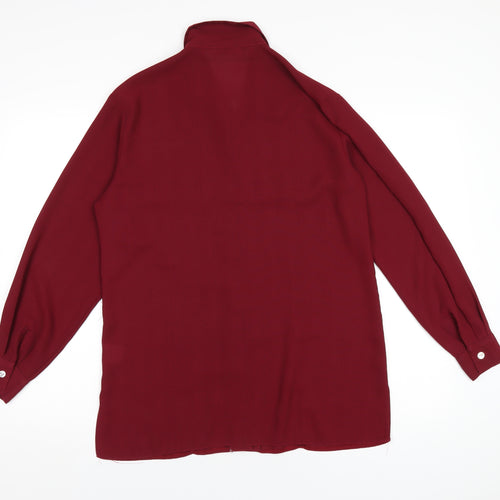 Chandelle Womens Red Polyester Basic Button-Up Size 12 Collared