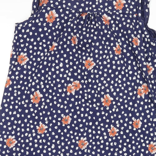 NEXT Womens Blue Geometric Cotton A-Line Size 8 V-Neck Pullover