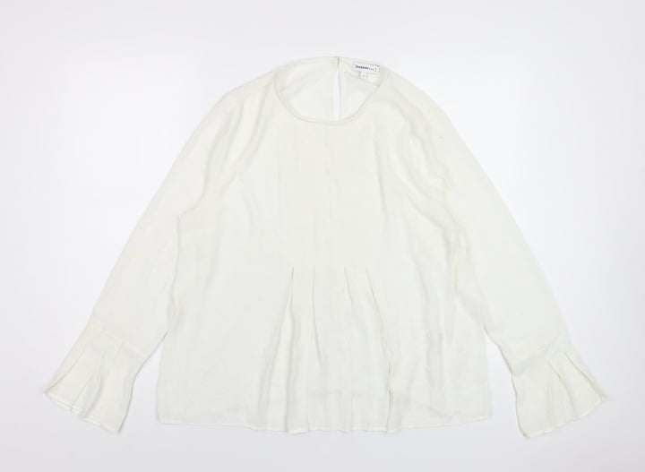 Warehouse Womens White Polyester Basic Blouse Size 16 Round Neck