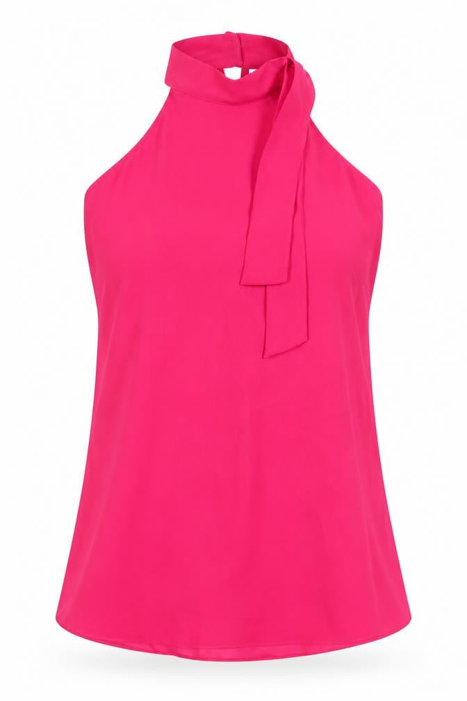 Front view of River Island women’s pink polyester basic blouse, size UK 6, round neck
