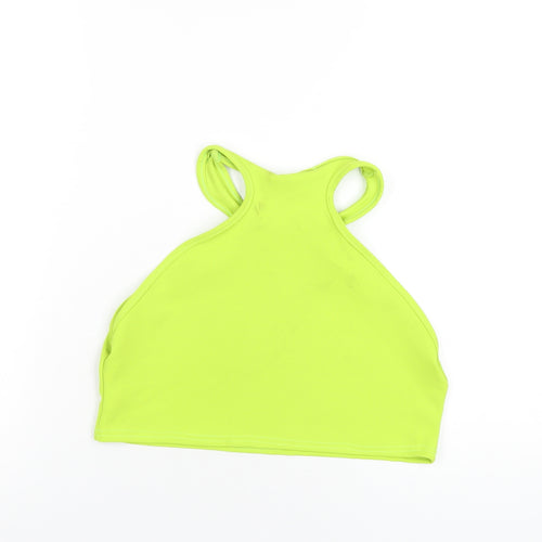 PRETTYLITTLETHING Womens Green Polyester Cropped Tank Size 14 Round Neck