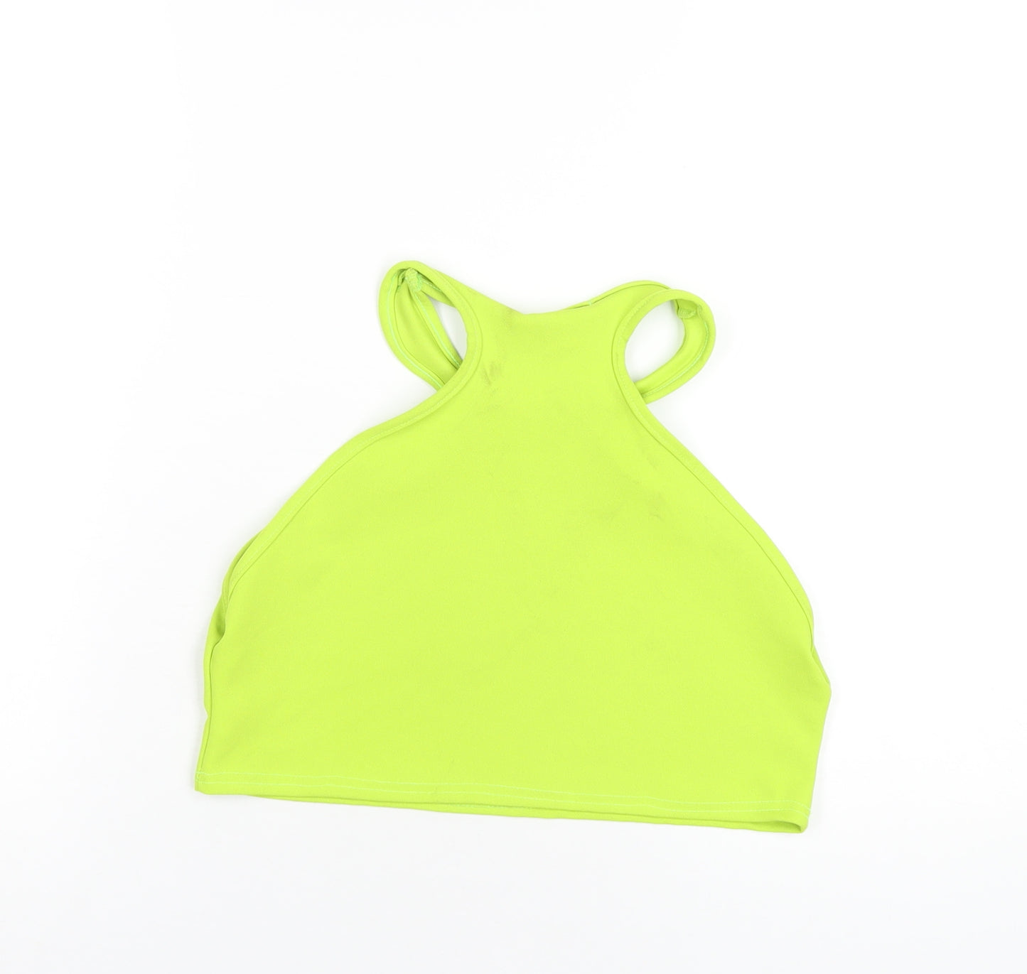 PRETTYLITTLETHING Womens Green Polyester Cropped Tank Size 14 Round Neck