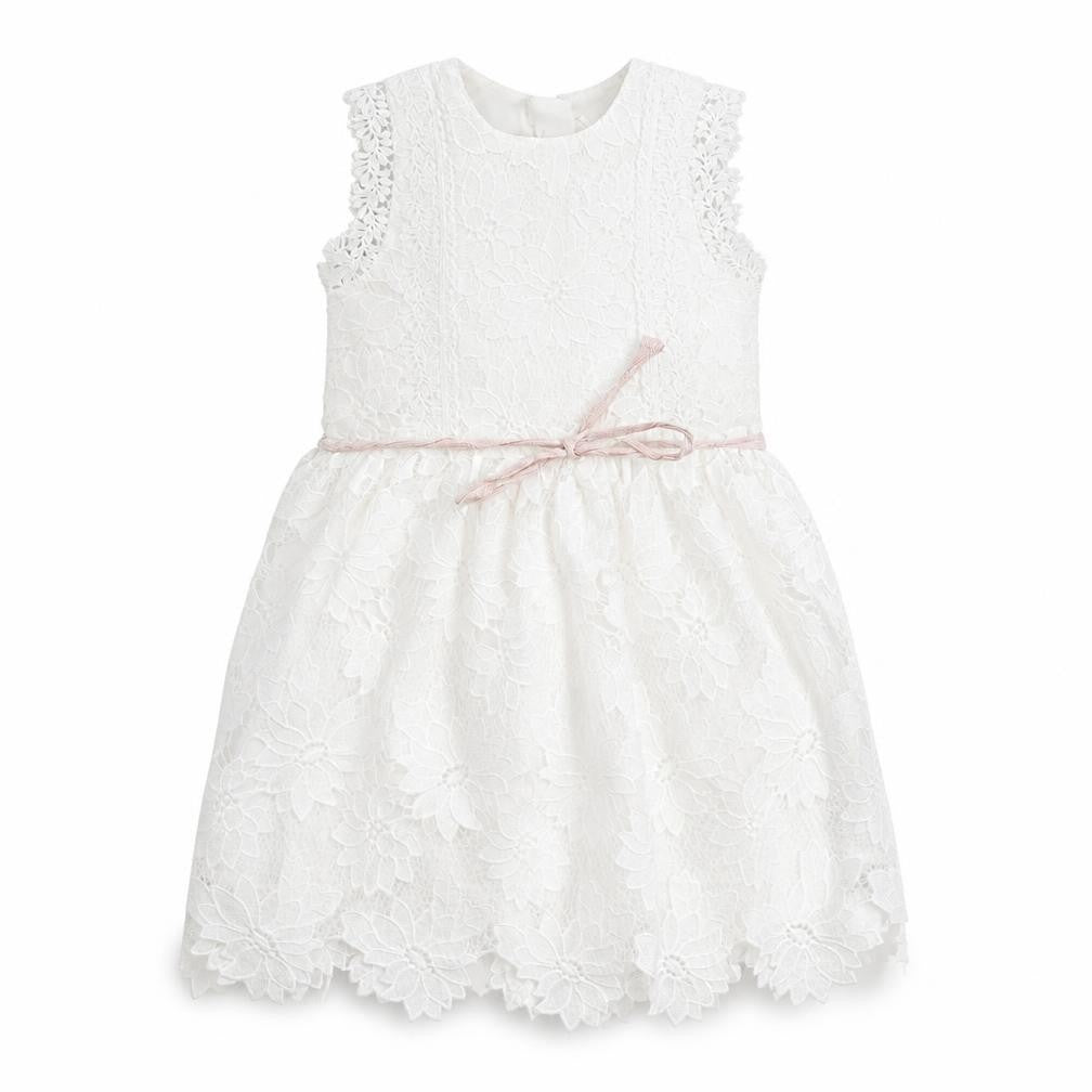 Front view of Next girls’ white polyester a-line, size 5, years off the shoulder zip