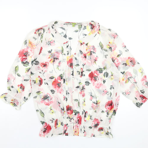 NEXT Womens Multicoloured Floral Polyester Basic Blouse Size 10 V-Neck