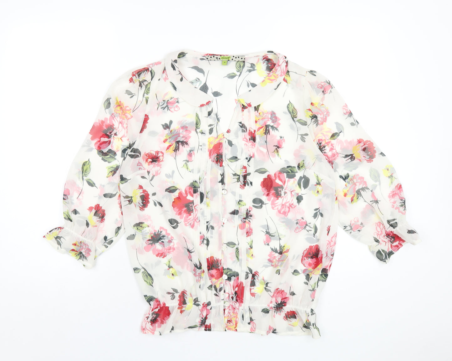 NEXT Womens Multicoloured Floral Polyester Basic Blouse Size 10 V-Neck