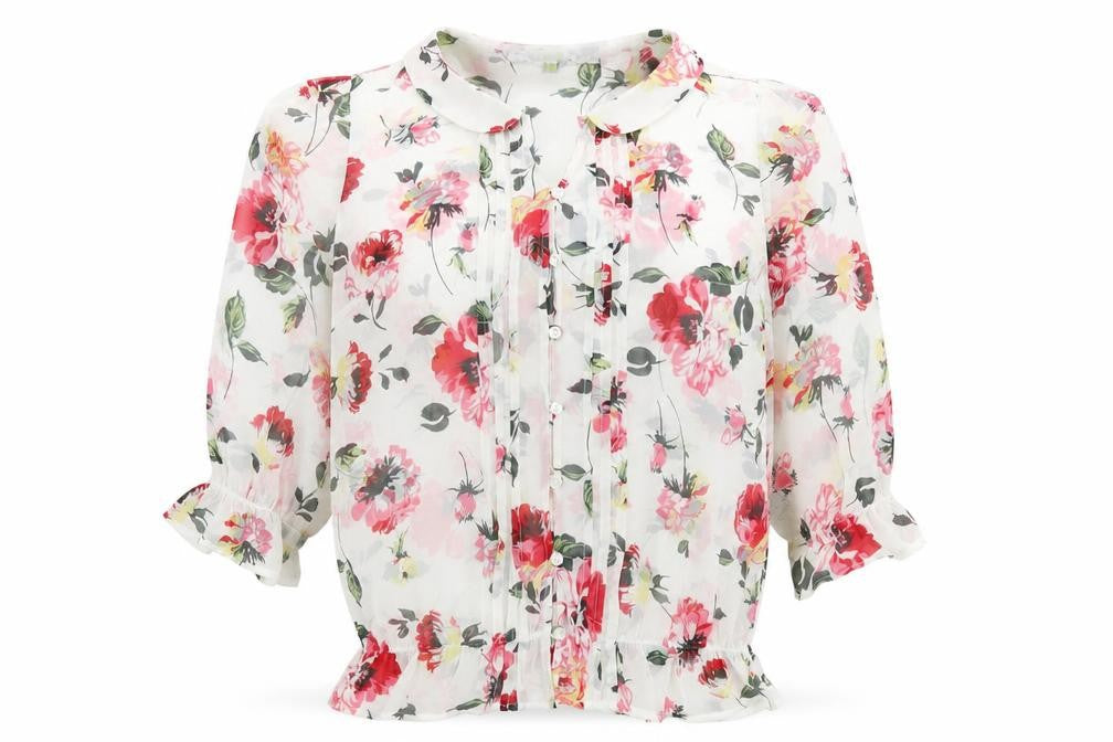 Front view of Next women’s multicoloured floral polyester basic blouse, size UK 10, v-neck