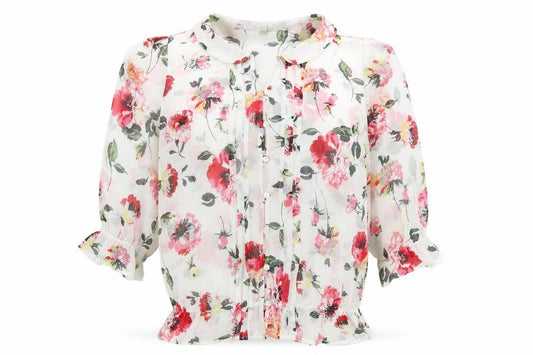 Front view of Next women’s multicoloured floral polyester basic blouse, size UK 10, v-neck