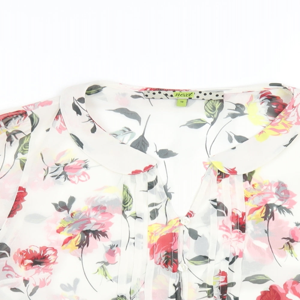 NEXT Womens Multicoloured Floral Polyester Basic Blouse Size 10 V-Neck
