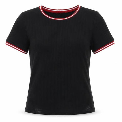 Forever 21 Womens Black Polyester Basic T-Shirt Size L Round Neck