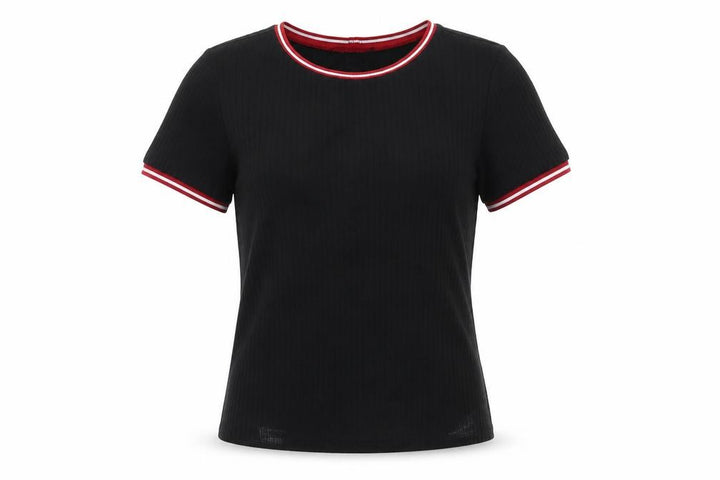 Forever 21 Womens Black Polyester Basic T-Shirt Size L Round Neck