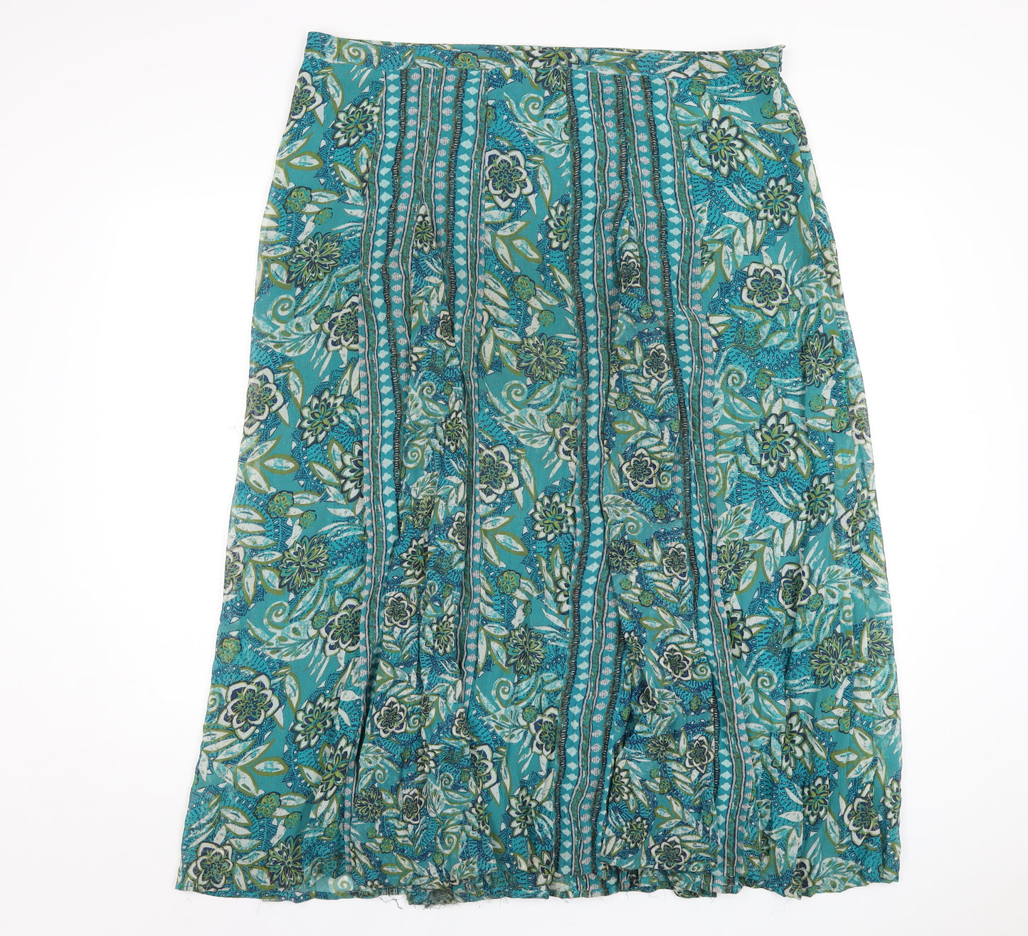 Per Una Womens Green Geometric Polyester A-Line Skirt Size 18 Zip