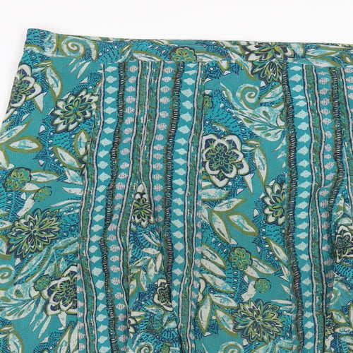 Per Una Womens Green Geometric Polyester A-Line Skirt Size 18 Zip