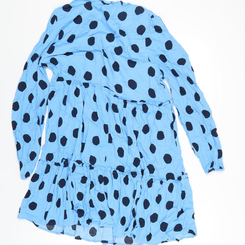 Marks and Spencer Womens Blue Polka Dot Viscose A-Line Size 18 V-Neck Pullover