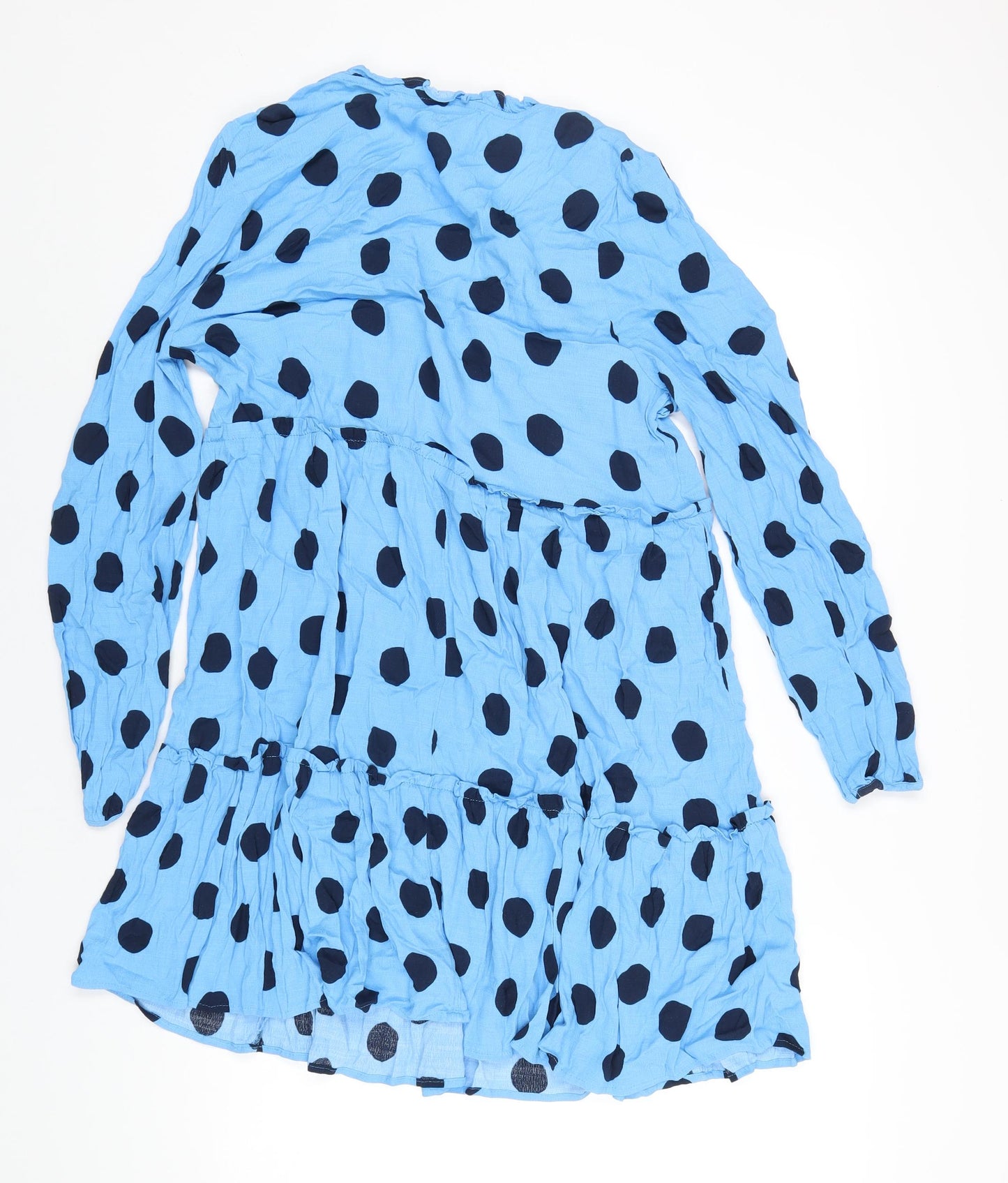 Marks and Spencer Womens Blue Polka Dot Viscose A-Line Size 18 V-Neck Pullover