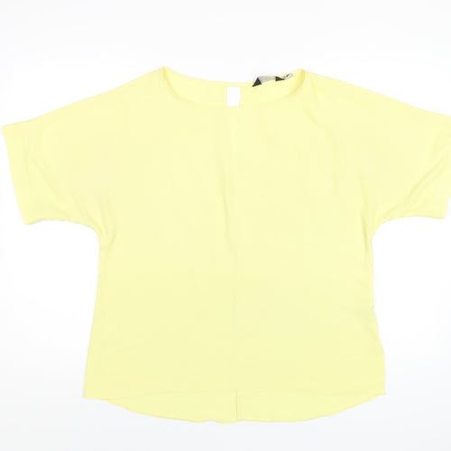 Dorothy Perkins Womens Yellow Polyester Basic T-Shirt Size 12 Round Neck