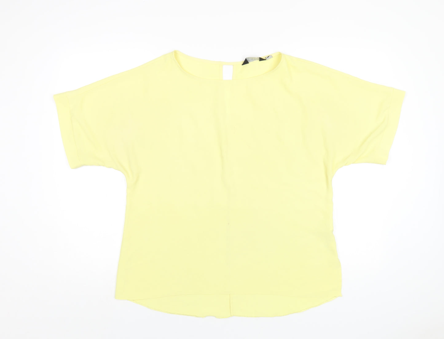 Dorothy Perkins Womens Yellow Polyester Basic T-Shirt Size 12 Round Neck