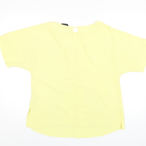 Dorothy Perkins Womens Yellow Polyester Basic T-Shirt Size 12 Round Neck