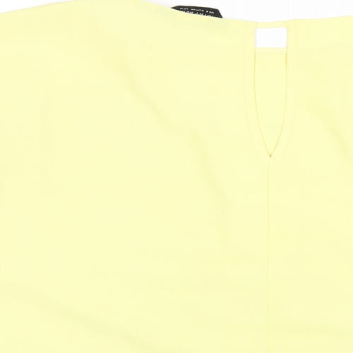 Dorothy Perkins Womens Yellow Polyester Basic T-Shirt Size 12 Round Neck