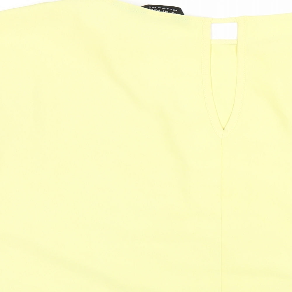 Dorothy Perkins Womens Yellow Polyester Basic T-Shirt Size 12 Round Neck