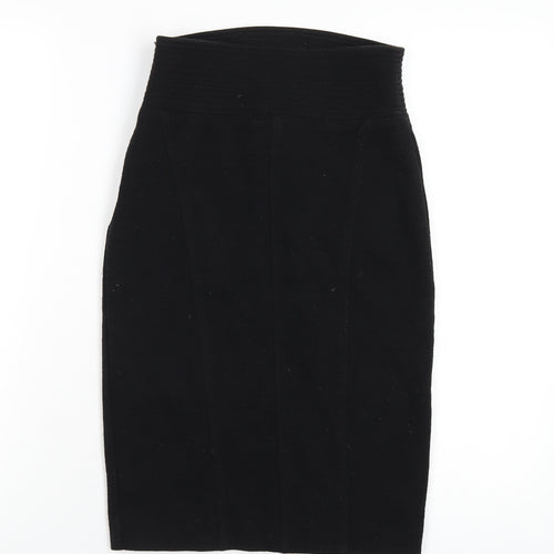 Mango Womens Black Polyester Straight & Pencil Skirt Size S Zip